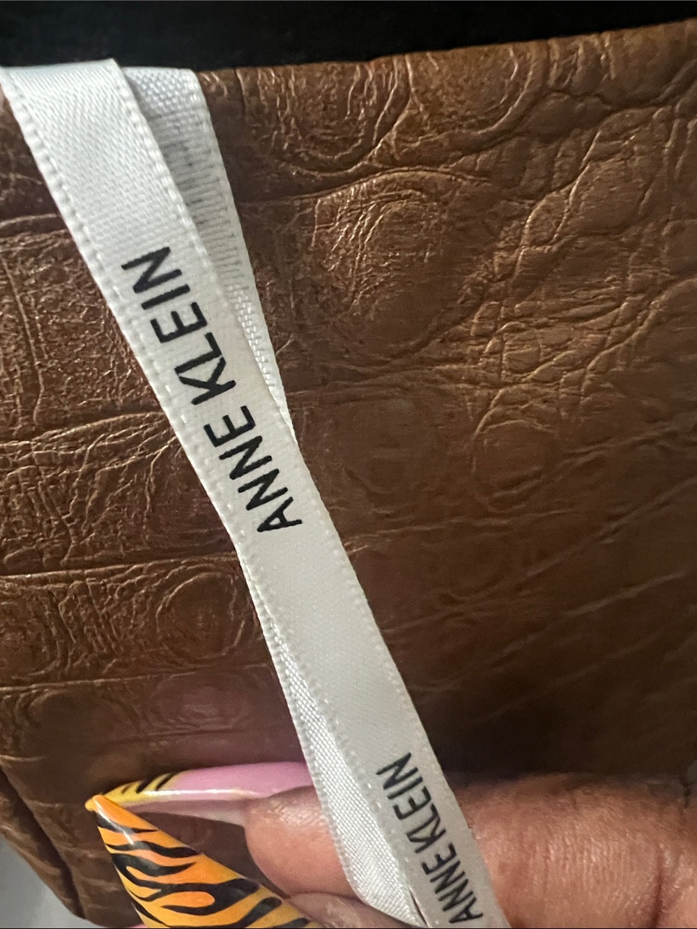 Anne Klein Brown Croc-Embossed Pencil Skirt - Picture 3 of 15